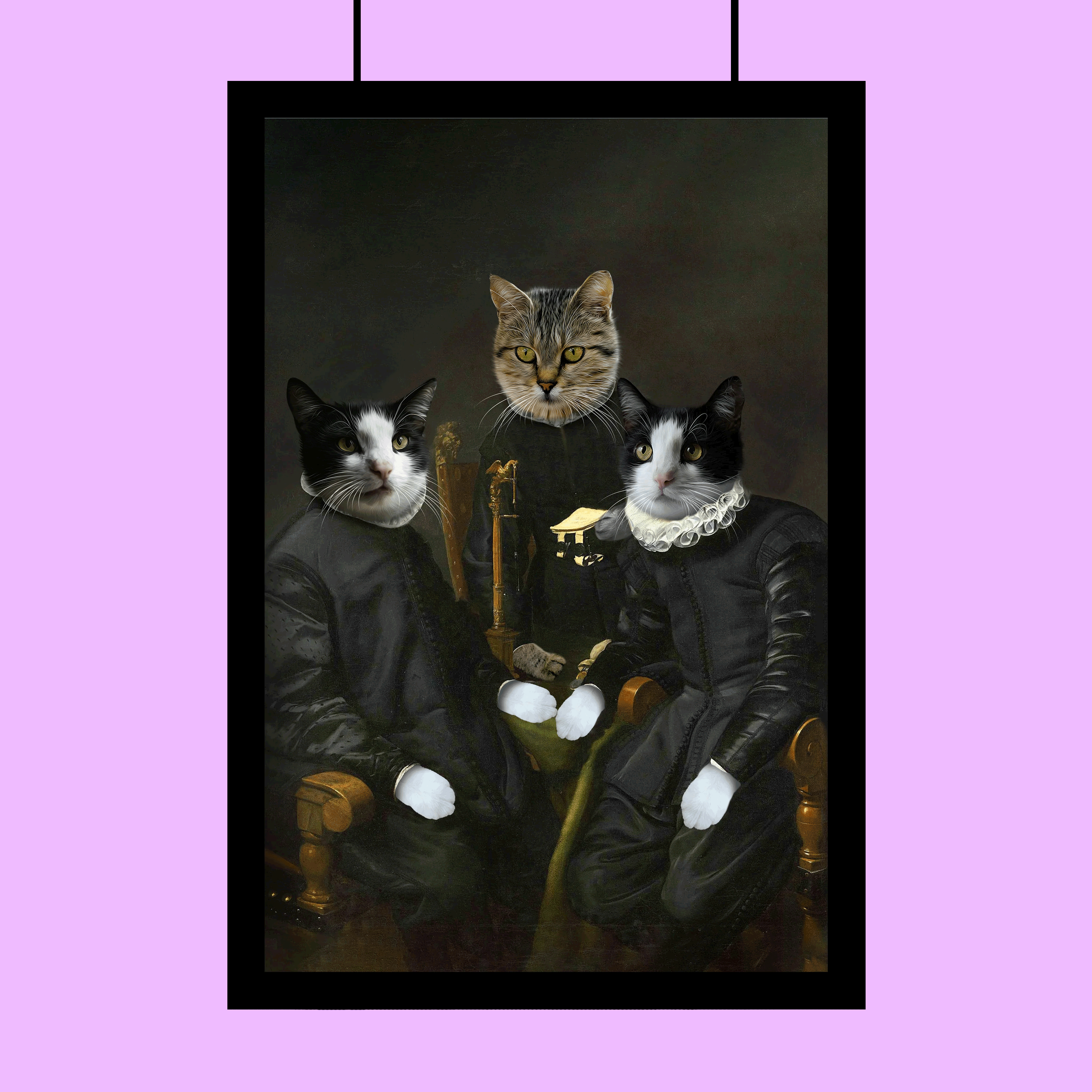 Regal Cats – Classic Aristocratic Multi-Pet Portrait